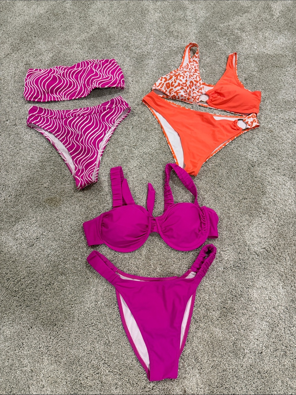 SHEIN Fuchsia & Orange Mixed Bikini Trio
